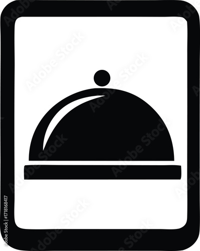 Simple icon of a covered dish symbolizing food service restaurant dining cuisine meal preparation and culinary delights for various applications