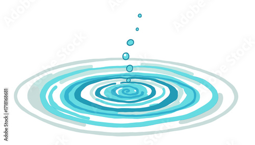Water ripple with drop splash in turquoise and blue design, Columbus Day  