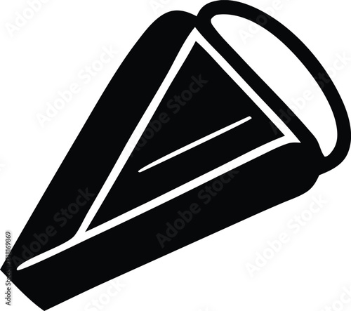 Simple black and white graphic representation of a slice of pizza for graphic design and creative projects