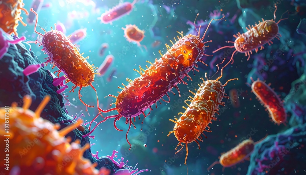 Naklejka premium Microbial cells in motion