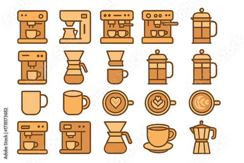Coffee brewing methods showcased in various styles and equipment at a cozy cafe setting
