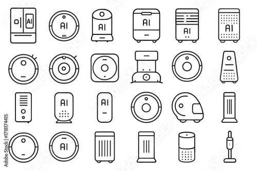 Collection of modern home appliances featuring AI technology for everyday use