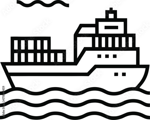 Detailed illustration of a nautical vessel sailing across a body of water with a clear sky above rendered in a vibrant color palette