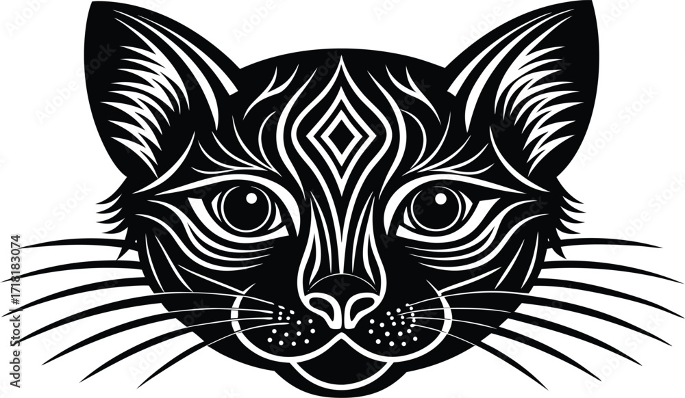 Obraz premium A stylized graphic illustration of a cat rendered in a vibrant color palette suitable for various design applications and print projects