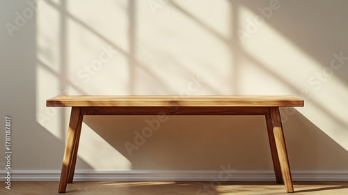 Wooden bench sunlight shadows