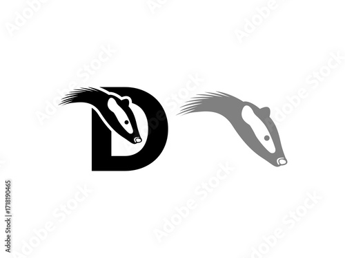 Stylized badger logo designs in black and gray on white background