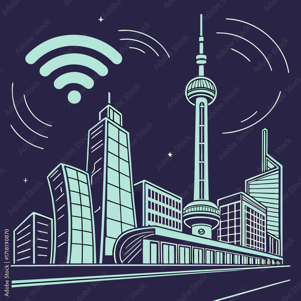 Obraz premium abstract city skyline vector illustration