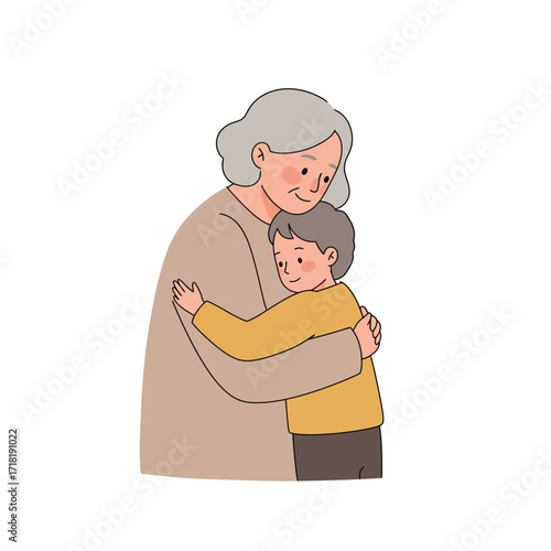 Grandmother and Grandchild Embrace.