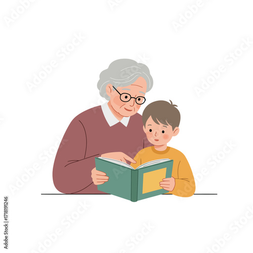 Grandmother Reading to Grandchild.