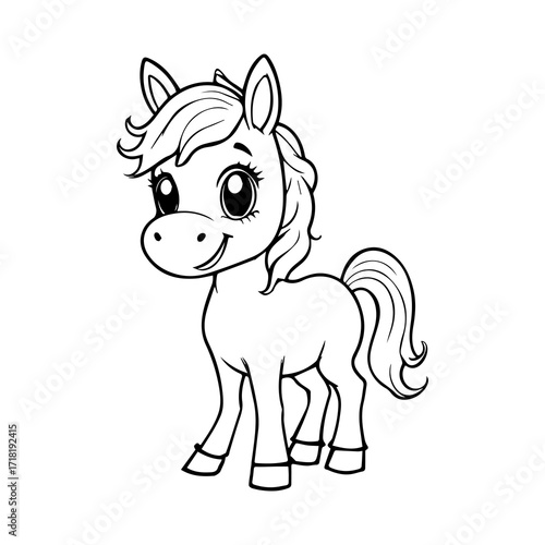 cartoon horse coloring page illustration