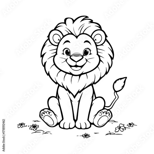 cartoon lion coloring page illustration