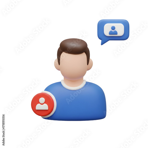 Iconic 3D profile icon vector. Avatar or person ico Design Modern and Contemporary Design isolated with white background