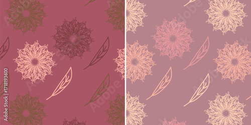 Minimalist abstract floral seamless pattern in pastel color tones with variations