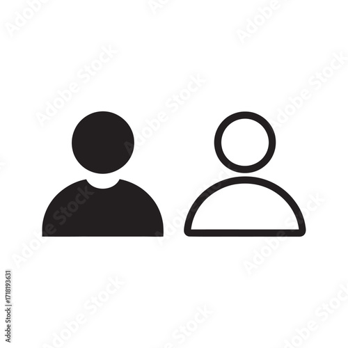 Simple user profile icons representing individuals and identity, suitable for various digital applications