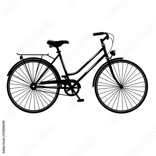 Classic black bicycle silhouette on white background  