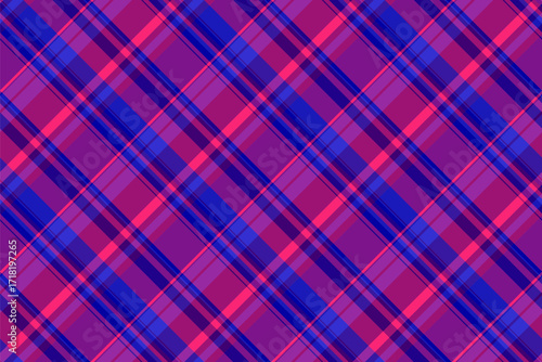 Contemporary pattern vector texture, antique background textile seamless. Pure plaid check fabric tartan in indigo and purple colors.