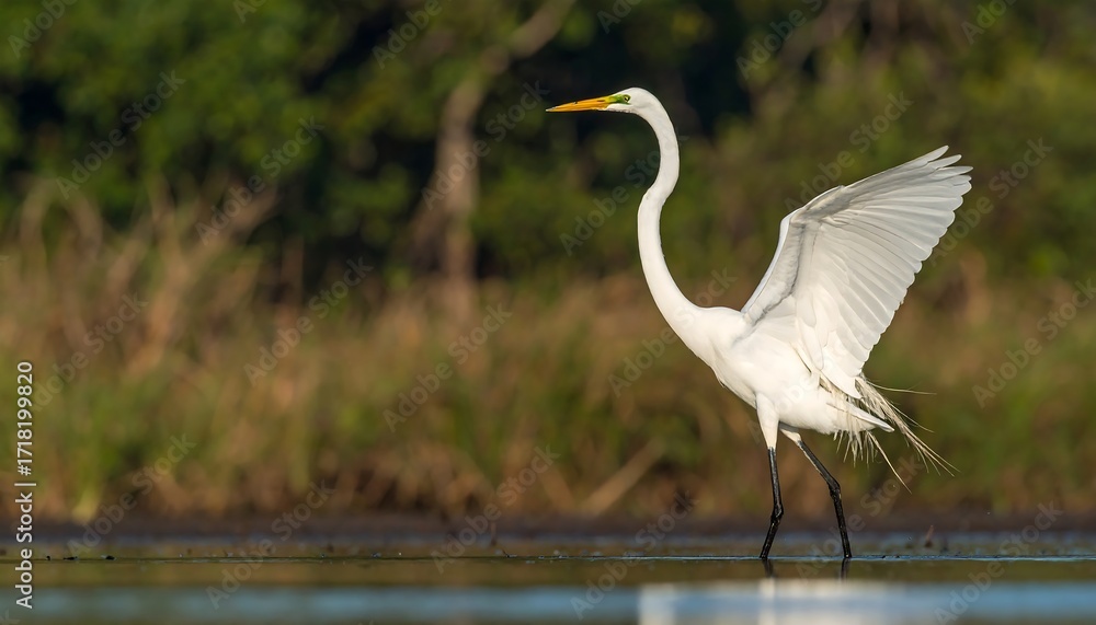 Fototapeta premium Majestic egret in wetland