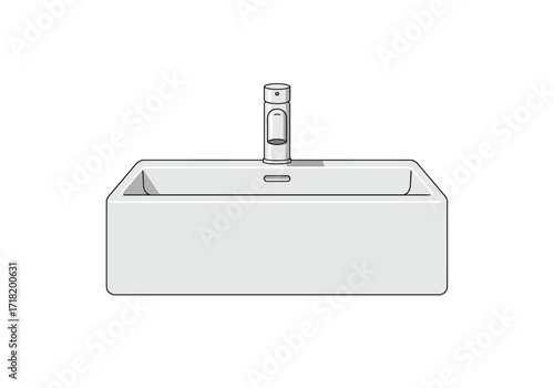 Modern Rectangular Ceramic Bathroom Sink.