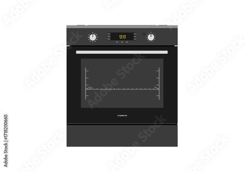 Black Built-in Electric Oven with Digital Display.