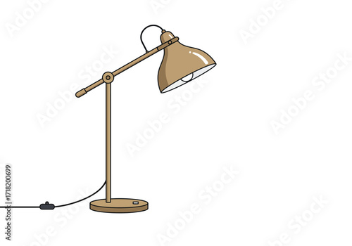 Elegant Adjustable Brass Desk Lamp with Wooden Base.