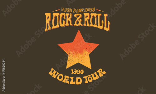 Rock and roll vector design for t  shirt.
