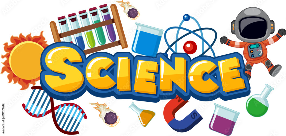 Fototapeta premium Science text icon with elements