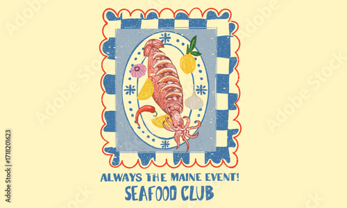 Squid artwork for t shirt print, poster, sticker and other uses.