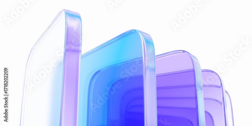 Abstract background design, composition with glass cubes, 3d render