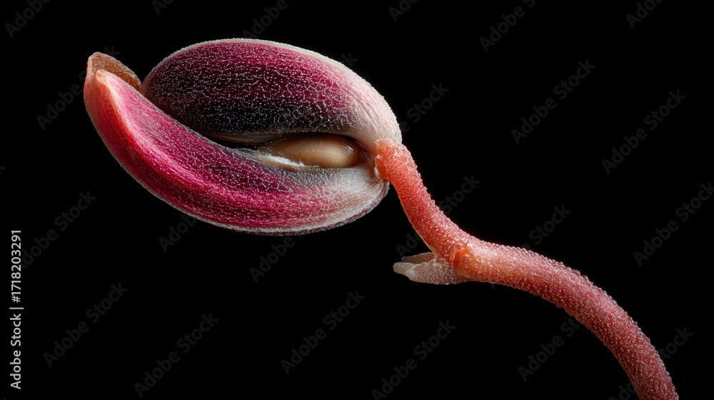 Fototapeta premium Close-up of seed sprouting with high detail