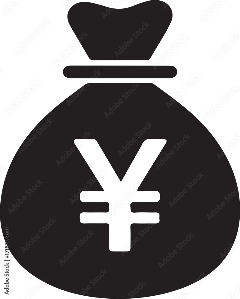 Obraz premium Yen bag icon . Japanese currency bag icon . Money bag with Japanese Yen sign . yen money bag vector, icon, symbol, logo, clipart, isolated. vector illustration.Yen Money Bag Icon.