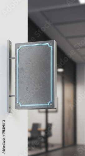 Blank 3D Logo Sign Mockup on Office Wall with Corporate Background