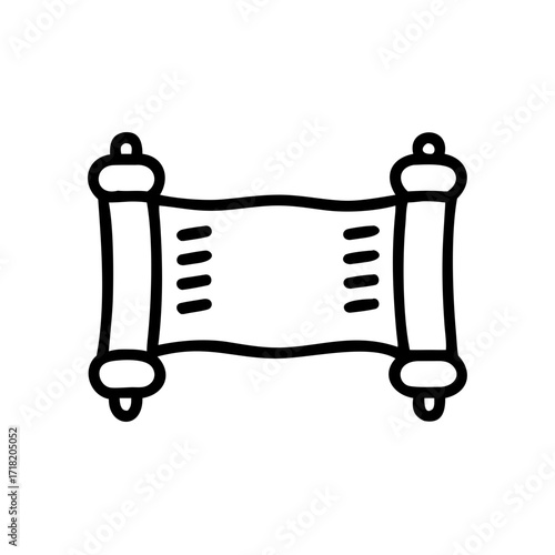 Decorative ancient scroll icon with rolled edges and lines  
