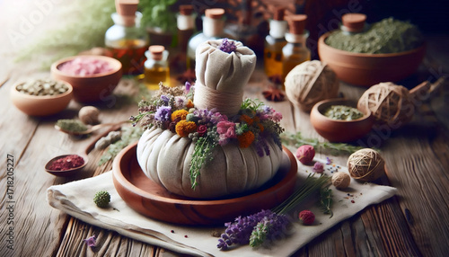 A herbal compress therapy, Ai generated image