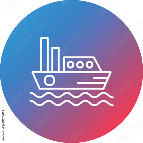 Ship Line Gradient Circle Background Icon