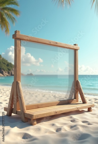 empty wooden frame on the beach