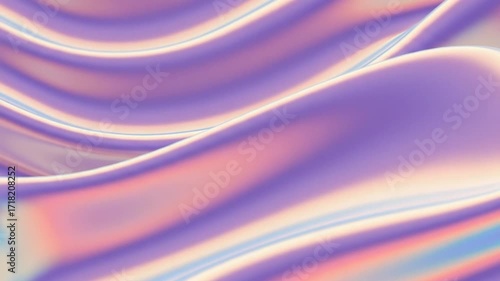 Mesmerizing digitally generated abstract background featuring smooth, flowing holographic waves with a pearlescent and iridescent sheen in pastel hues