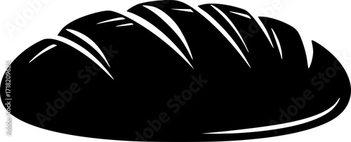 Minimalist Silhouette: Artisan Bread Loaf Illustration, Baking Icon
