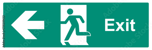 Emergency exit left, escape route sign