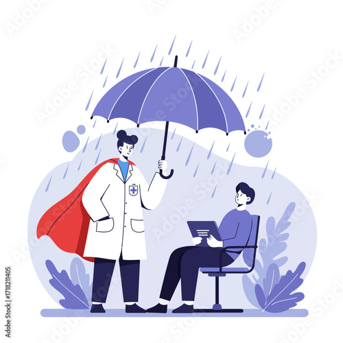 Supernurse Cares for Patient with Empathy.