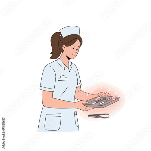 Nurse Holding Large Protective Face Mask.