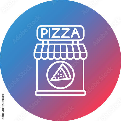 Pizza Shop Line Gradient Circle Background Icon