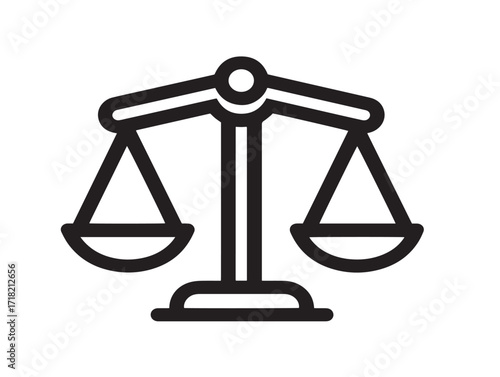 Minimal justice balance scale left symbol vector line art