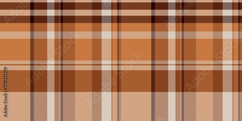 Upscale fabric seamless background, package textile pattern check. Wool texture plaid tartan vector in orange and light colors.