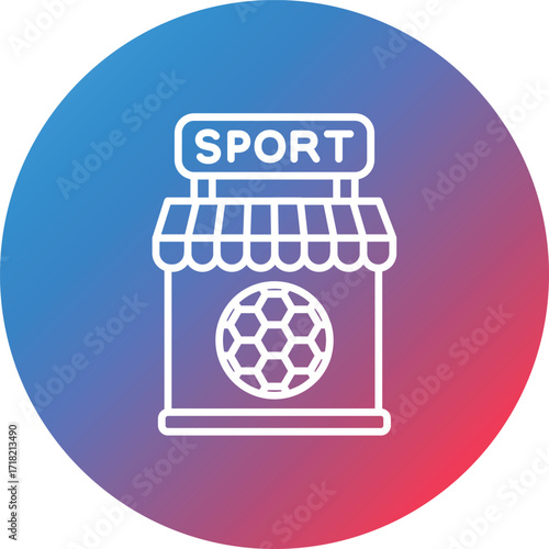 Sports Shop Line Gradient Circle Background Icon