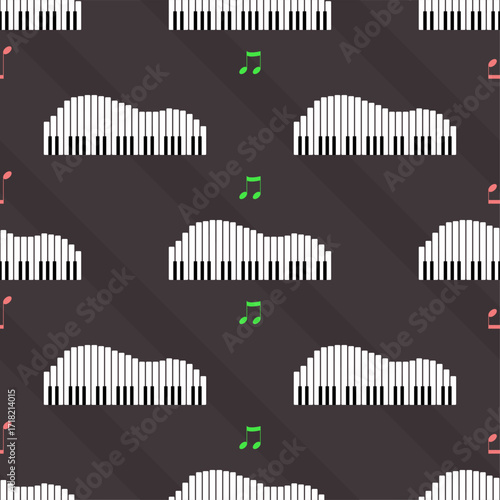 Seamless Pattern Abstract Elements Concert, Performance, Music Piano Keys Notes Vector Design Style Background Illustration Texture For Prints Textiles, Clothing, Gift Wrap, Wallpaper, Pastel