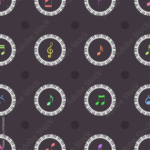 Seamless Pattern Abstract Elements Concert, Performance, Music Piano Keys Notes Vector Design Style Background Illustration Texture For Prints Textiles, Clothing, Gift Wrap, Wallpaper, Pastel