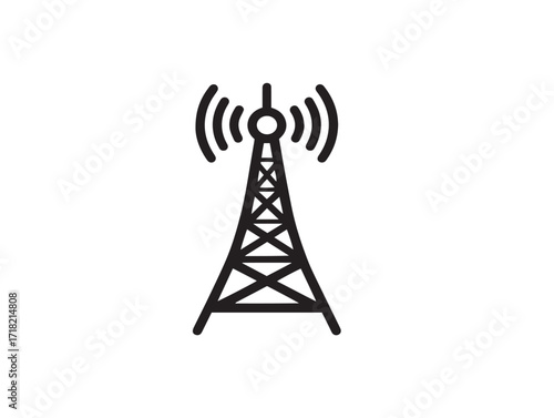Elegant vector broadcast tower interface symbol minimal line art