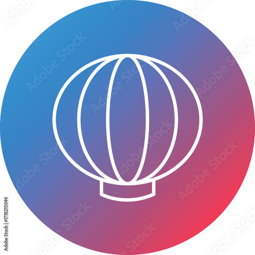 Sky Lantern Line Gradient Circle Background Icon