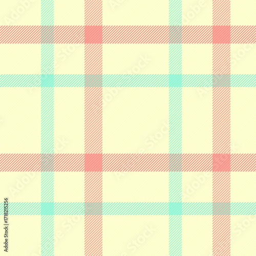 Elegant plaid pattern in pastel colors. Seamless tartan design, great for textiles, backgrounds, apparel, or web design projects needing a classic, refined touch.