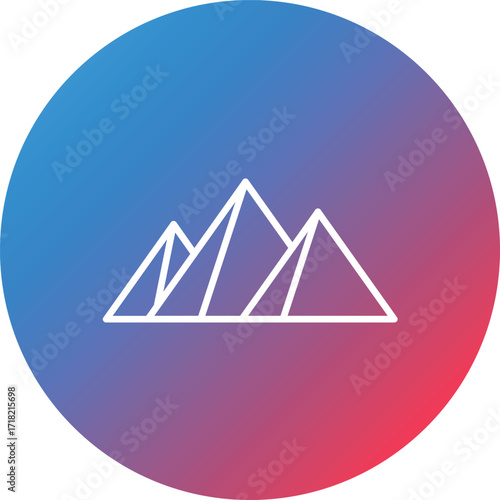 Egypt Pyramid Line Gradient Circle Background Icon